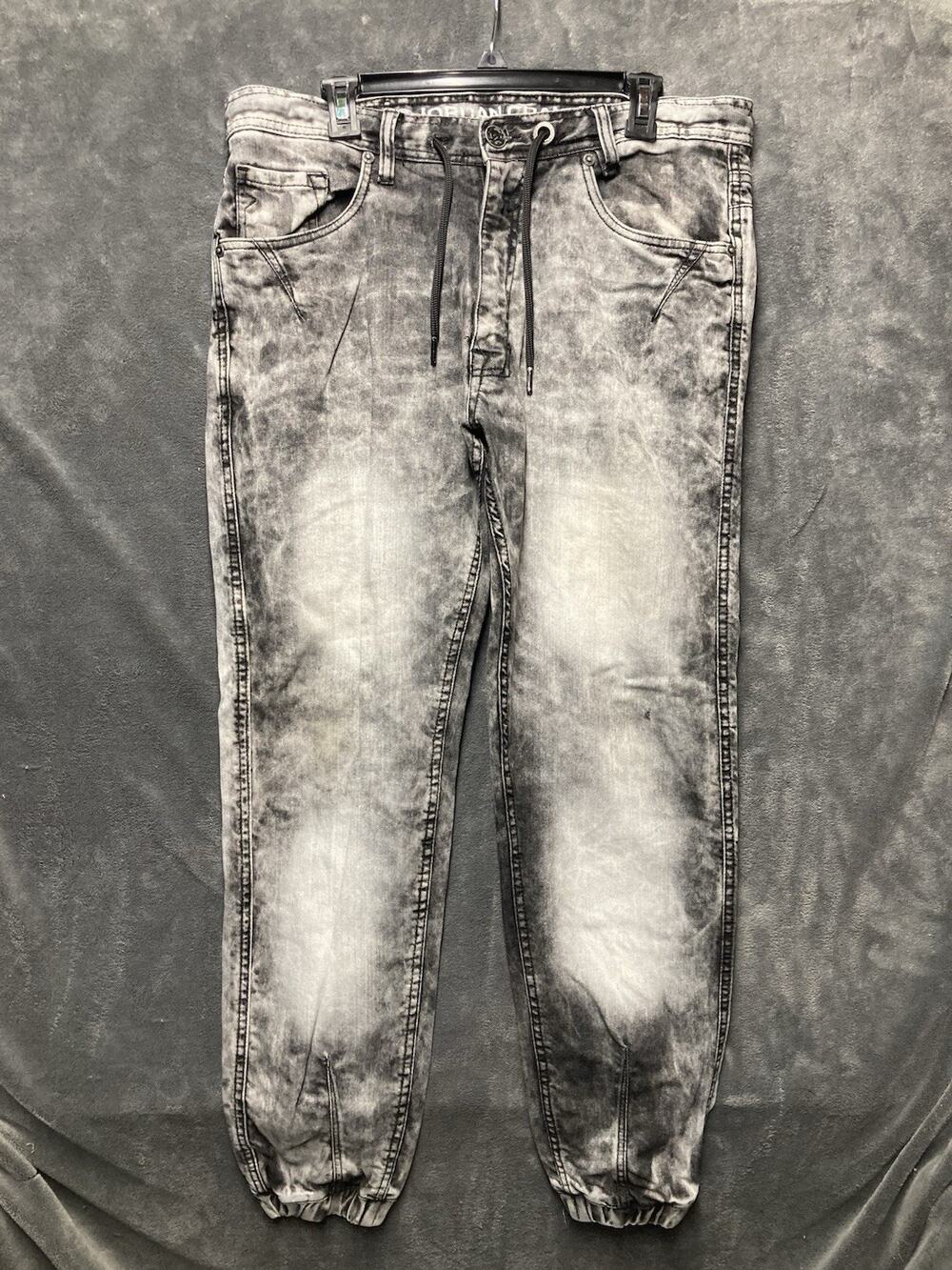 Y2K Jordan Craig Slim Jogger Jeans Gray Acid Wash Distressed Streetwear 36/30